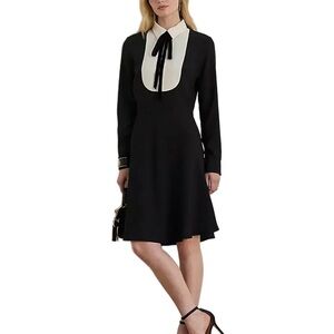 Lauren Ralph Lauren Georgette collared bow midi dress